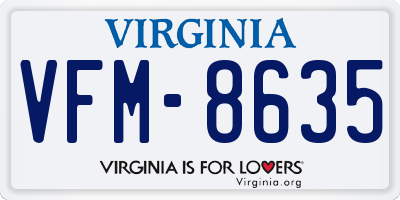 VA license plate VFM8635