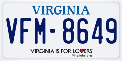 VA license plate VFM8649