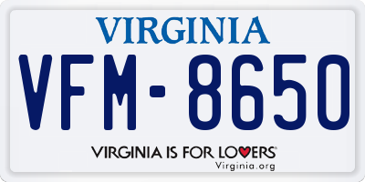 VA license plate VFM8650
