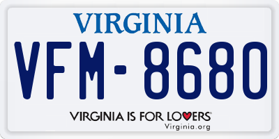 VA license plate VFM8680