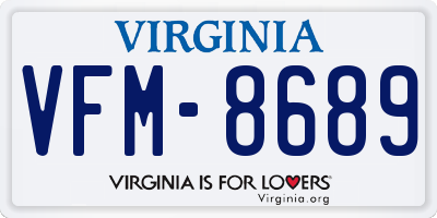 VA license plate VFM8689