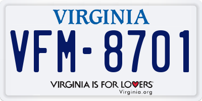 VA license plate VFM8701