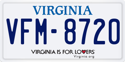 VA license plate VFM8720