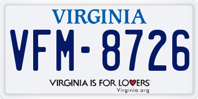 VA license plate VFM8726