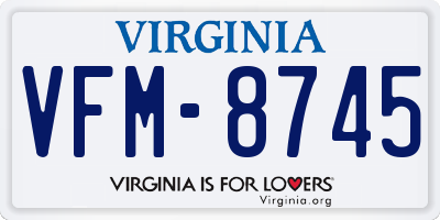 VA license plate VFM8745