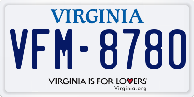 VA license plate VFM8780