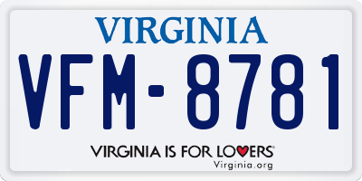 VA license plate VFM8781