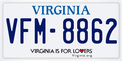 VA license plate VFM8862
