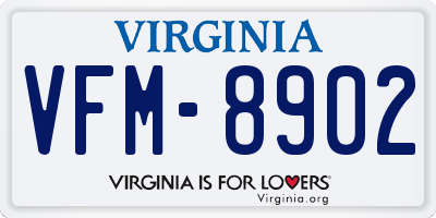 VA license plate VFM8902
