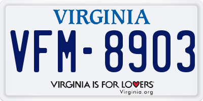 VA license plate VFM8903
