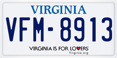 VA license plate VFM8913