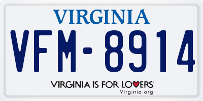 VA license plate VFM8914