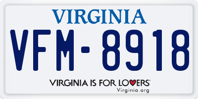 VA license plate VFM8918