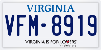 VA license plate VFM8919