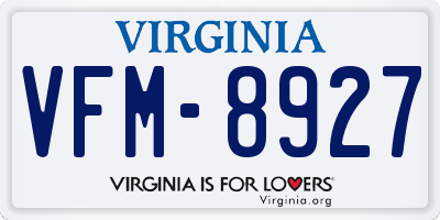 VA license plate VFM8927