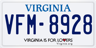 VA license plate VFM8928