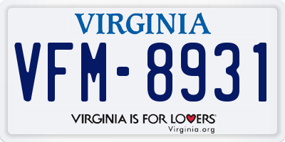 VA license plate VFM8931