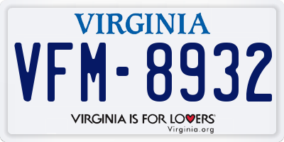 VA license plate VFM8932