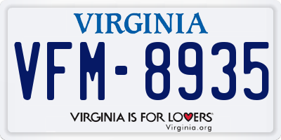 VA license plate VFM8935