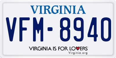 VA license plate VFM8940