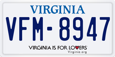 VA license plate VFM8947