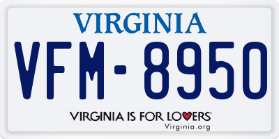 VA license plate VFM8950