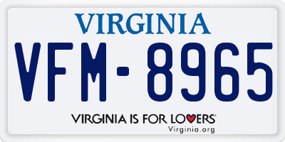 VA license plate VFM8965