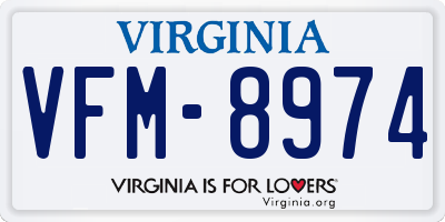 VA license plate VFM8974