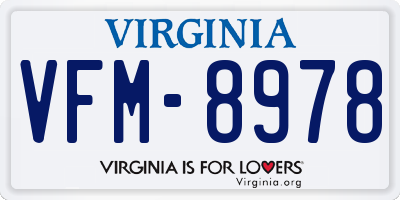 VA license plate VFM8978