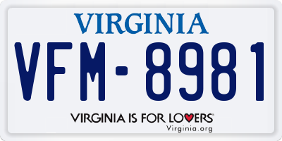 VA license plate VFM8981