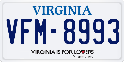 VA license plate VFM8993