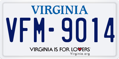 VA license plate VFM9014