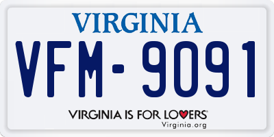 VA license plate VFM9091