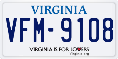 VA license plate VFM9108