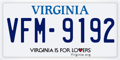 VA license plate VFM9192
