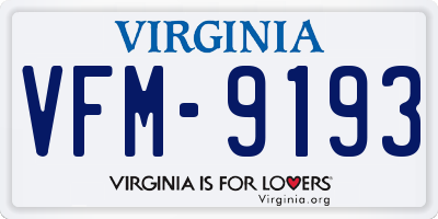 VA license plate VFM9193