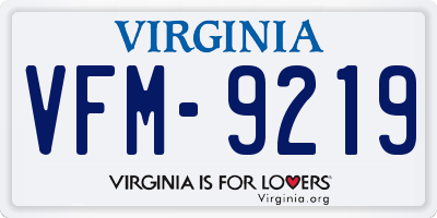 VA license plate VFM9219