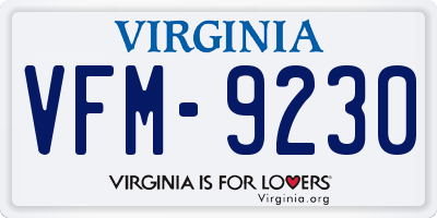 VA license plate VFM9230
