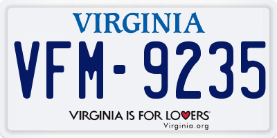 VA license plate VFM9235