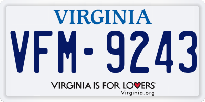 VA license plate VFM9243