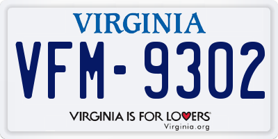 VA license plate VFM9302