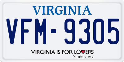 VA license plate VFM9305