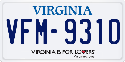 VA license plate VFM9310