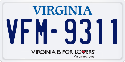 VA license plate VFM9311