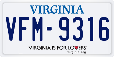 VA license plate VFM9316