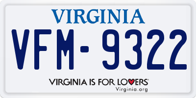 VA license plate VFM9322
