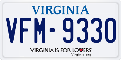 VA license plate VFM9330