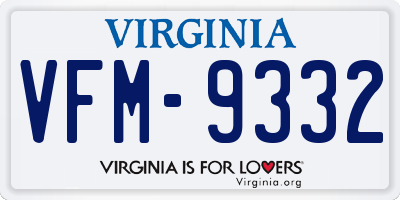 VA license plate VFM9332