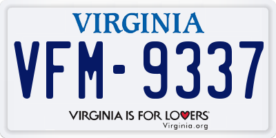 VA license plate VFM9337