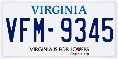 VA license plate VFM9345